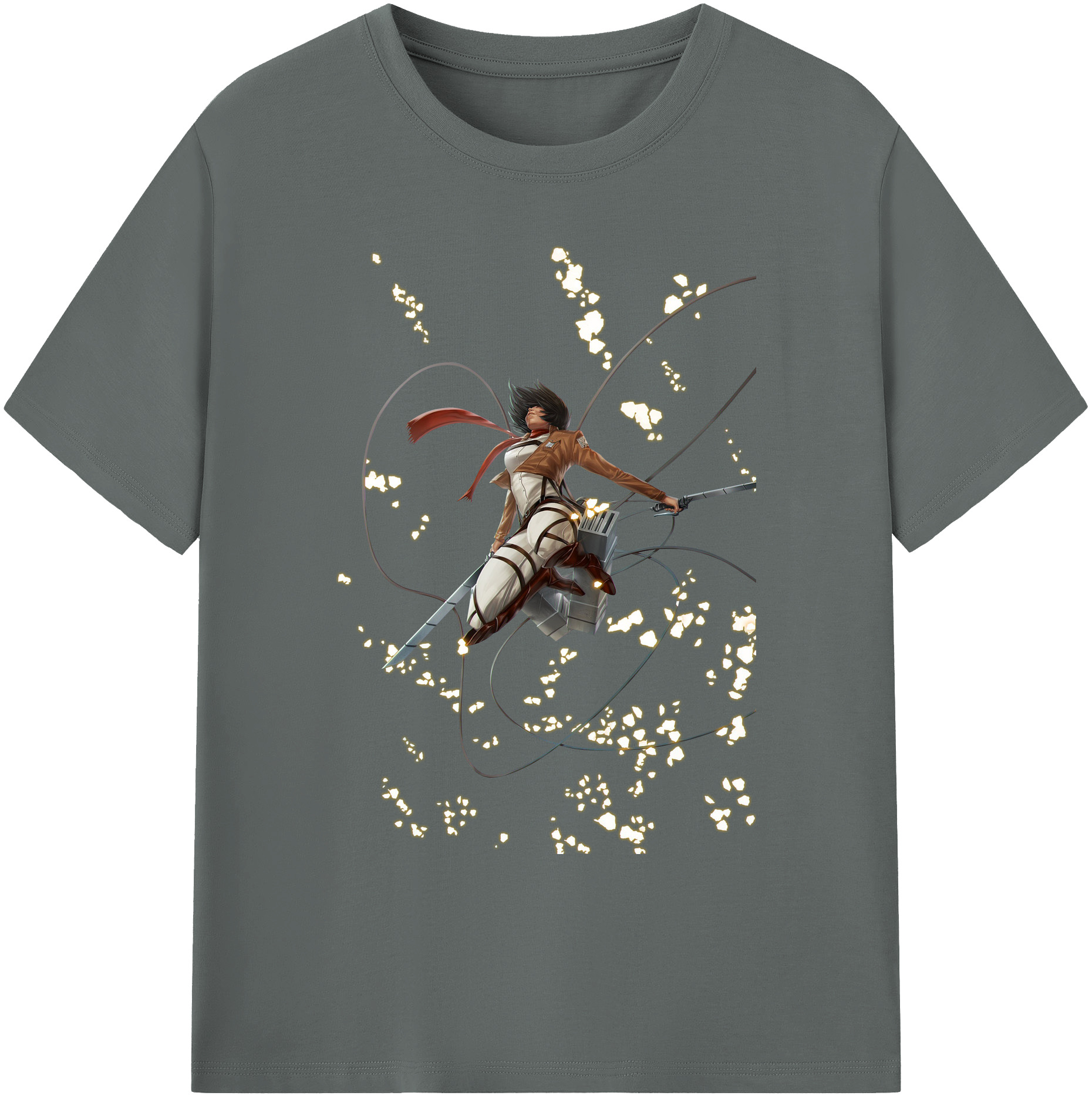 （画像用） 進撃の巨人 ミカサ·アッカーマン Attack on Titan Mikasa Ackerman 綿100％ メンズ半袖Tシャツ｜肌触りやわらか＆通気性